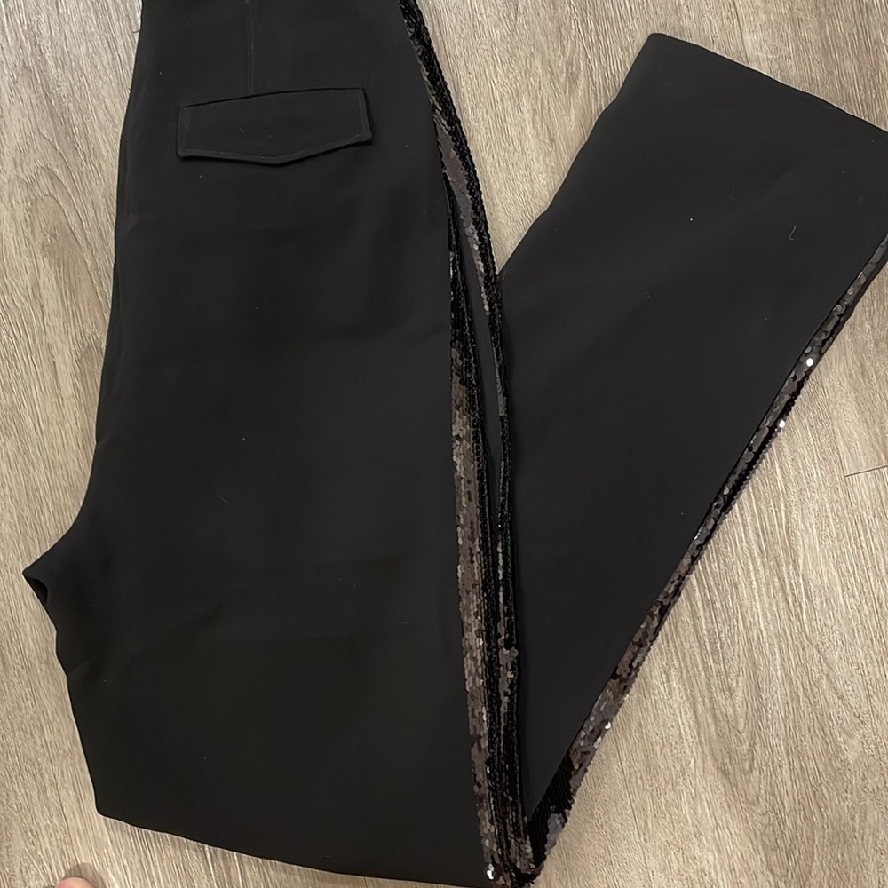 Cinq a Sept Sequin Ruthy Pleated Tuxedo Wide Leg Trouser Pant Sz 2 $425 - Picture 4 of 9